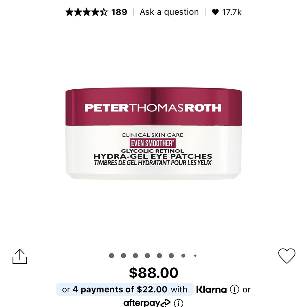 SOLD!! Peter Thomas Roth Even Smoother Glycolic Retinol Hydragel Eye Patches